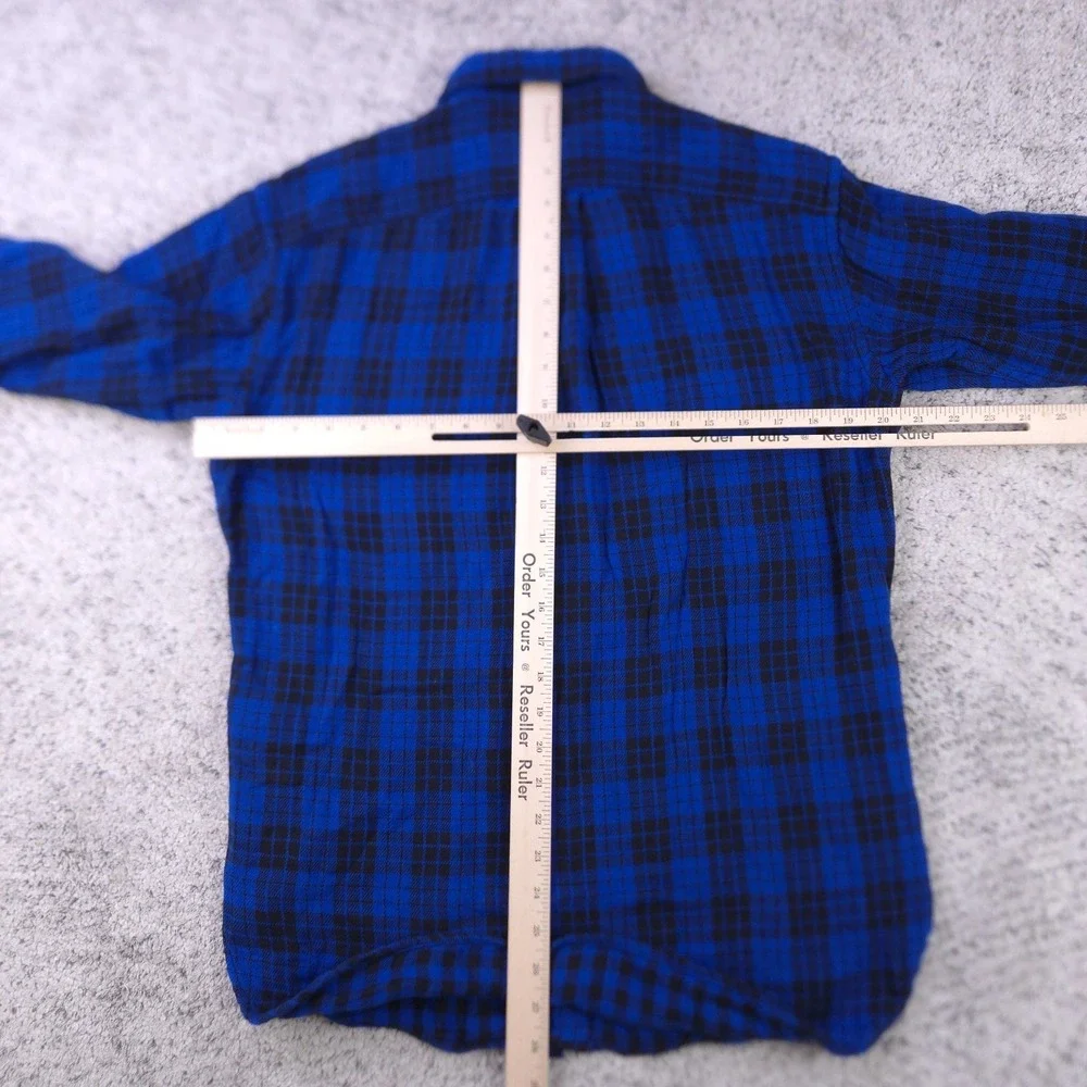 Polo Ralph Lauren Shirt Mens Small Flannel Long Sleeve Button Plaid Check Blue